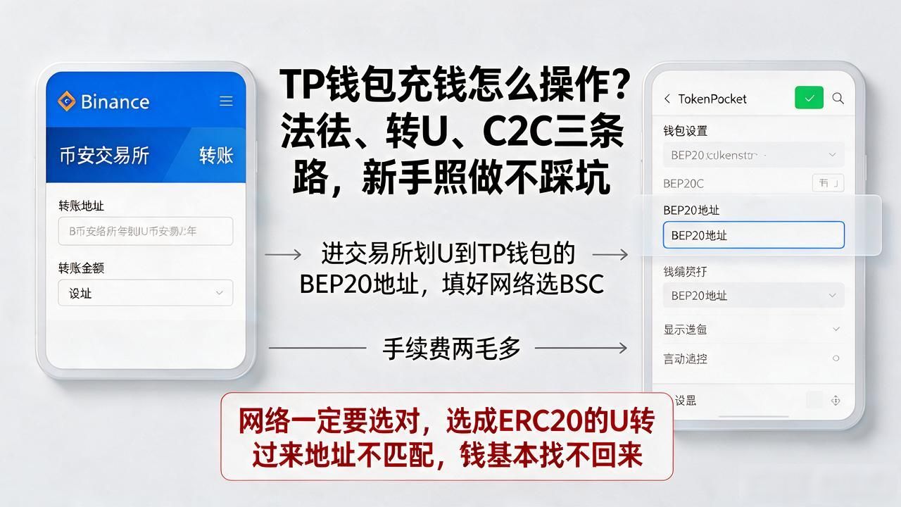 TP钱包充钱怎么操作？法币、转U、C2C三条路，新手照做不踩坑
